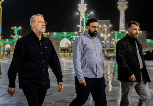علی لاریجانی و فرزندش مرتضی لاریجانی و سردار وحید فاطمینژاد